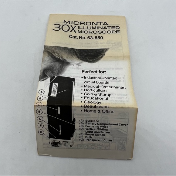 VTG Radio Shack Micronta Illuminated 30X Microscope No. 63-850 New In Box NOS. - Picture 8 of 8